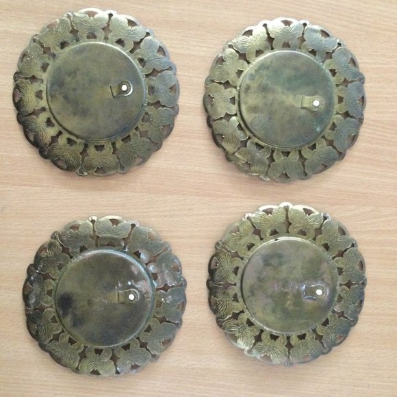 4 Vintage brass butterfly frames & vtg prints blue boy red boy pinky, girl w dog - Picture 9 of 9